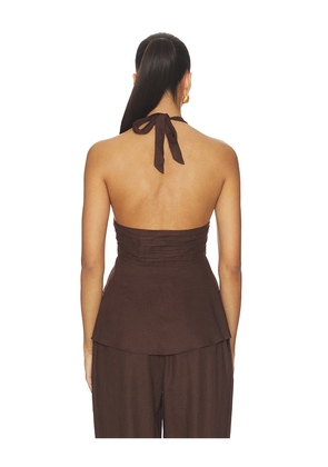 Tularosa Kai Linen Top in Chocolate. Size XXS. Also in XS, S.