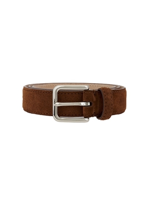 Vince 30mm Alex Stitched Suede Belt in Brown. Size 30. Also in 32, 34, 36, 38.