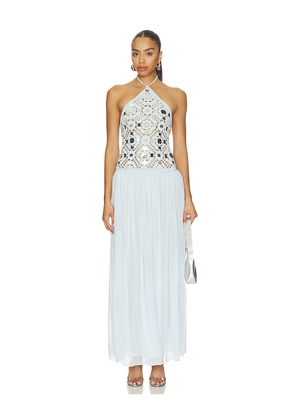 retrofete Odetta Crochet Dress in Baby Blue. Size XXS. Also in XS, S, M, L, XL.