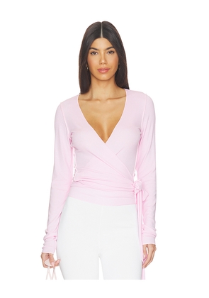 VIR VITA Margot Wrap Top in Pink. Size S. Also in XS, M, XL.