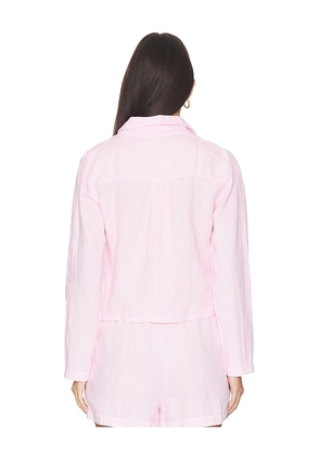 VIR VITA Paloma Linen Shirt in Pink. Size XS. Also in S, M, L, XL.