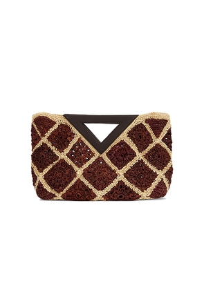 Veronica Beard Crochet Raffia Vesper Bag in Brown.