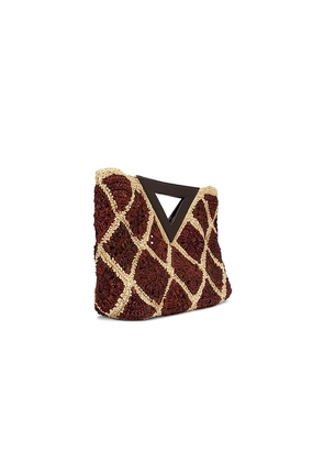 Veronica Beard Crochet Raffia Vesper Bag in Brown.