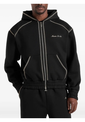 Manière De Voir Ollie whipstitch raglan-effect hoodie - Black