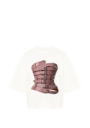 HAMZA corset-print short-sleeve T-shirt - White