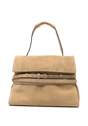 Moschino belted suede tote bag - Neutrals