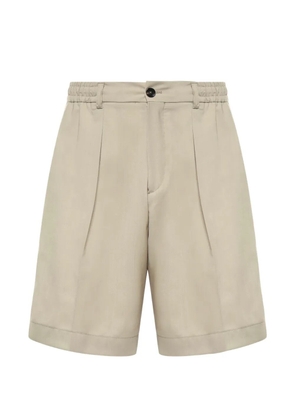 BE ABLE Havier pleated elasticated-waist wool-blend shorts - Neutrals