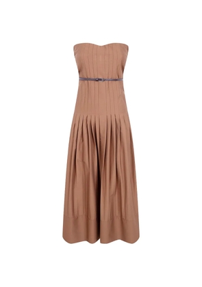 Semicouture belted pleated dress - Neutrals
