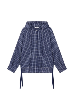 TOMBOY check-pattern drawstring-hem hoodie - Blue