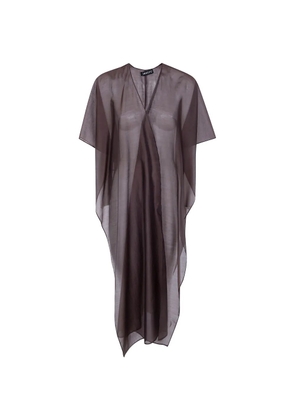 DRHOPE sheer V-neck cape - Brown