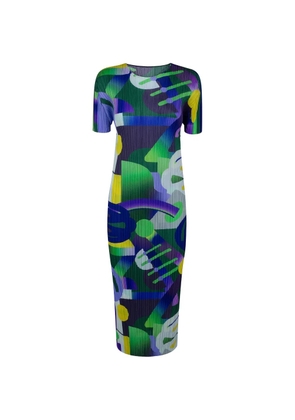 Pleats Please Issey Miyake abstract-print pleated dress - Green