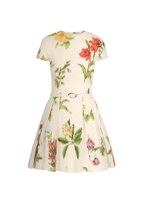 Oscar de la Renta chiné Dominican mixed-floral cotton poplin dress - Neutrals