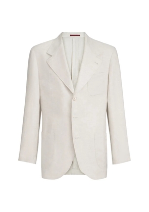 Brunello Cucinelli linen micro chevron unlined blazer - Neutrals