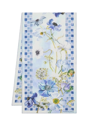 Ferragamo Fiori-print silk scarf - Blue