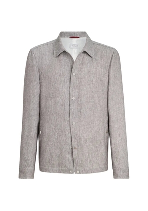 Brunello Cucinelli linen and hemp diagonal outerwear jacket - Brown