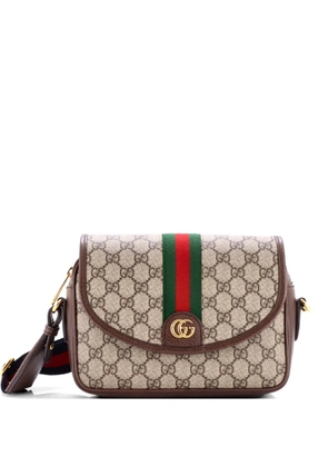 Gucci Pre-Owned Ophidia Flap Shoulder Bag GG Coated Canvas with Leather Small crossbody bag - Brown
