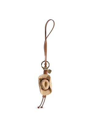 Miu Miu raffia and leather keyring trick - Neutrals