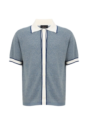 Brioni chevron-knit button-through polo shirt - Blue