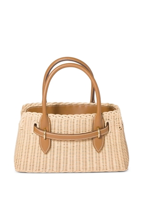 Miu Miu Aventure wicker and leather handbag - Neutrals