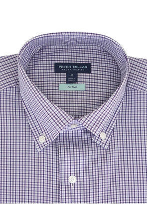 Peter Millar Marco Purple fig plaid shirt - White