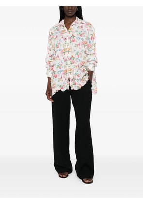 Daniela Gregis floral-print crinkled shirt - White