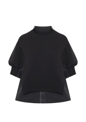 sacai denim-panelled sweater - Grey