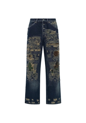 THUG CLUB distressed wide-leg jeans - Blue