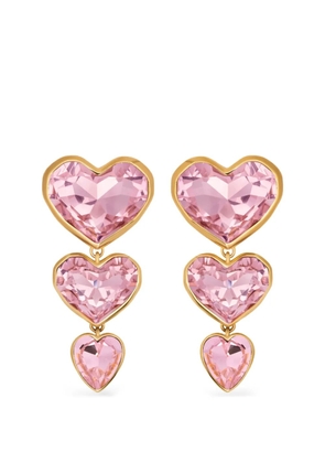Oscar de la Renta crystal heart drop clip-on earrings - Gold