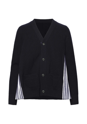 sacai pleated striped cardigan - Blue
