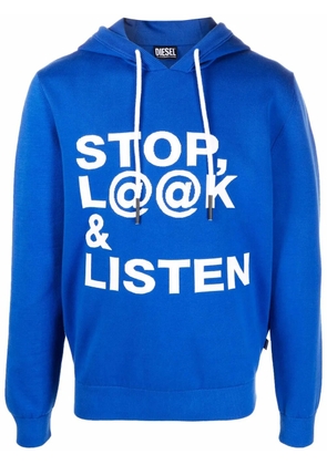 Diesel slogan-print pullover hoodie - Blue