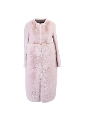 Blancha panelled fur-trim coat - Pink