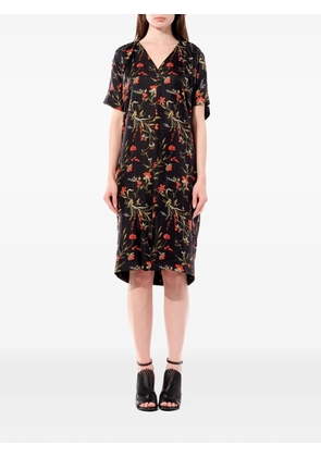 Balenciaga Trompe floral-print midi dress - Black