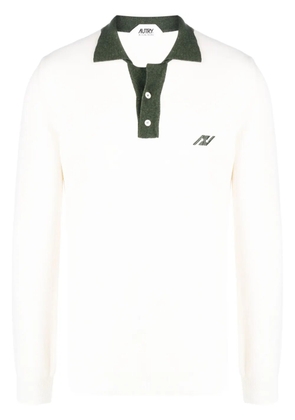 Autry logo-embroidered contrast-collar polo shirt - Neutrals
