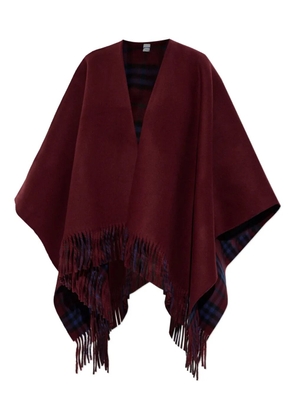 Burberry reversible fringed cape - Red