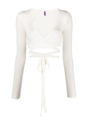 Maison Close ribbed wrap-design top - Neutrals