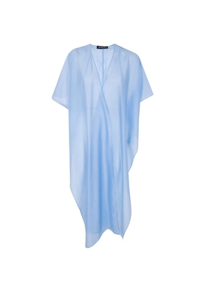 DRHOPE sheer asymmetric-hem cape - Blue