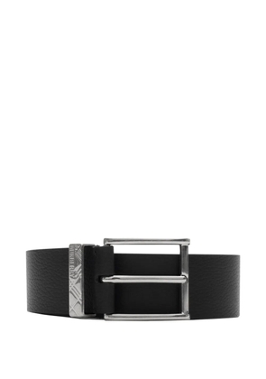 Burberry engraved-check leather belt - Black