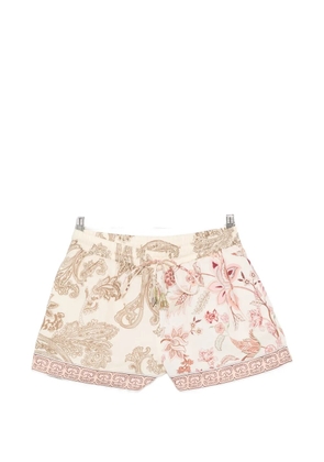 Hemant And Nandita Dani floral-paisley drawstring shorts - Neutrals