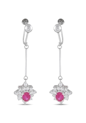 LB Exclusive ruby diamond drop earrings - Silver