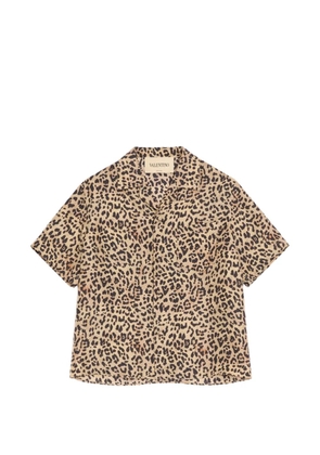 Valentino Garavani habotai silk bowling shirt with Fauve Eclat Animalier print - Neutrals