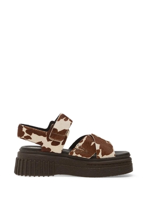 Clarks Evamar cow-print platform sandals - Brown