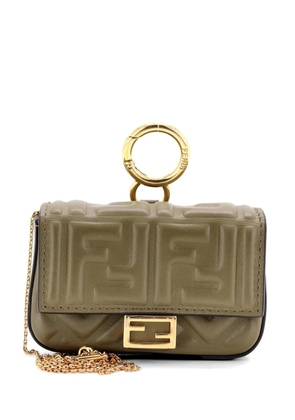 Fendi Pre-Owned Chain Baguette Charm Bag Zucca Embossed Leather Nano crossbody bag - Green