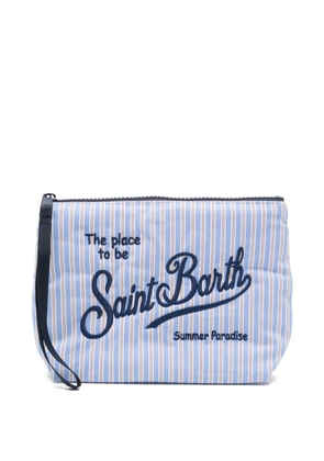MC2 Saint Barth Aline embroidered-logo striped clutch bag - Blue