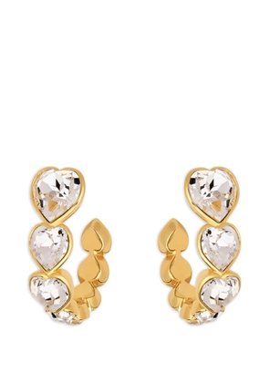 Oscar de la Renta crystal heart hoop earrings - Gold