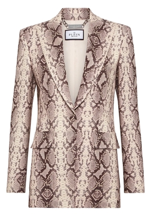 Philipp Plein python-print satin blazer - Neutrals