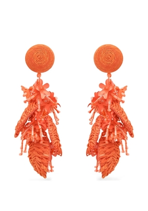 Oscar de la Renta raffia tassel bouquet clip-on earrings - Orange
