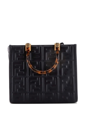 Fendi Pre-Owned Sunshine Shopper Tote Zucca Embossed Leather Small shoulder bag - Black
