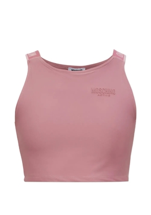 Moschino logo-embossed cropped top - Pink