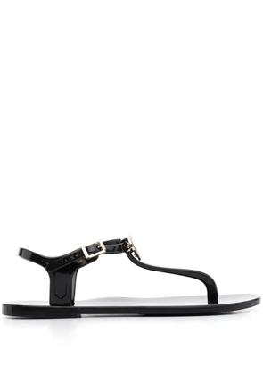 Love Moschino logo-plaque thong-strap sandals - Black