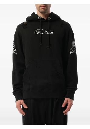 Mastermind Japan distressed skull-print hoodie - Black
